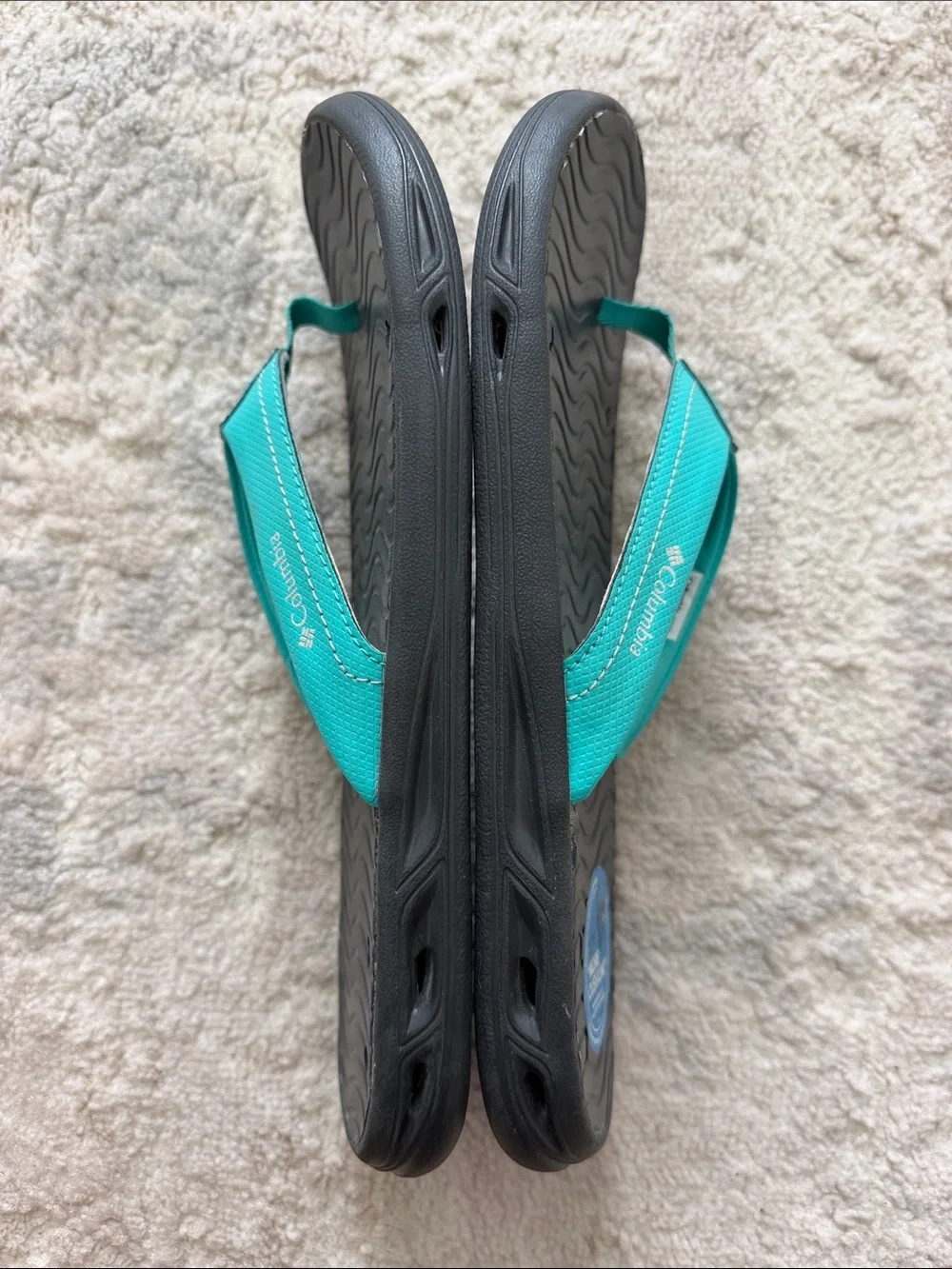 Columbia Women’s Teal Strap Black Sole Flip Sandals